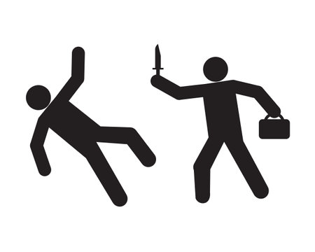 Silhouette of a thief with a knife. Vector illustration.のイラスト素材