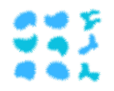 Vector set of blue fluffy fur elements for your design. Illustrationのイラスト素材