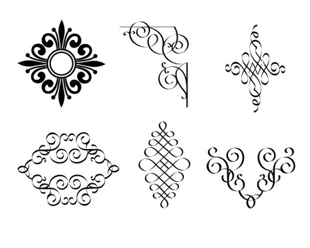 Vector set of calligraphic design elements for wedding invitations, greeting cards, scrapbooking.のイラスト素材