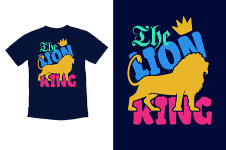 T-shirt print design with lion and crown. Vector illustration.のイラスト素材