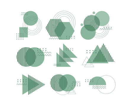 Set of abstract geometric shapes in memphis style. Vector illustration.のイラスト素材