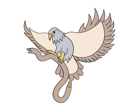 Eagle on branch icon. Cartoon illustration of eagle on branch vector icon for webのイラスト素材