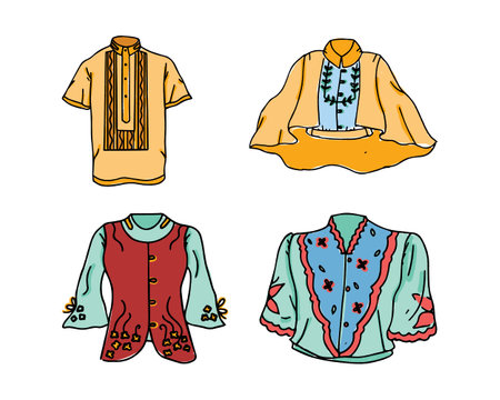 Set of women's clothes. Hand drawn vector illustration in sketch style.のイラスト素材