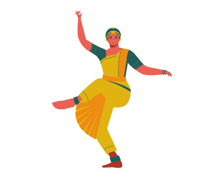 Indian man dancing. Isolated flat vector illustration on white background.のイラスト素材