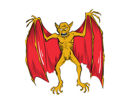 Cartoon illustration of a vampire with red wings. Vector illustration.のイラスト素材