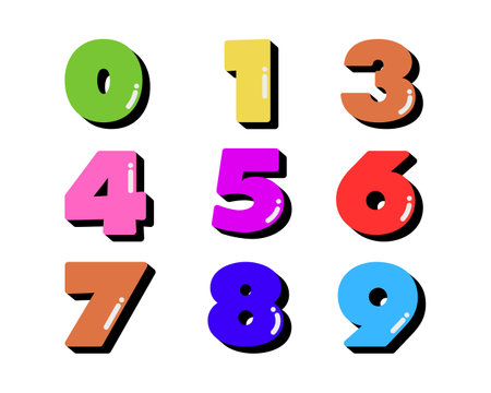 Set of numbers from 0 to 9. Vector illustration in flat style.のイラスト素材