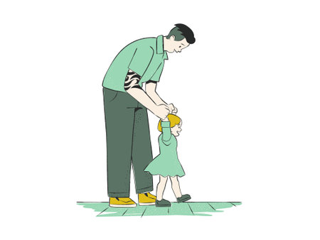Father and daughter playing in the park. Flat style vector illustration.のイラスト素材
