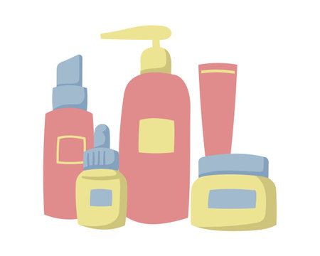 set of cosmetic bottles icon over white background, colorful design. vector illustrationのイラスト素材