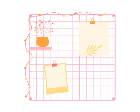 Illustration of a memo pad with a flower in a vaseのイラスト素材