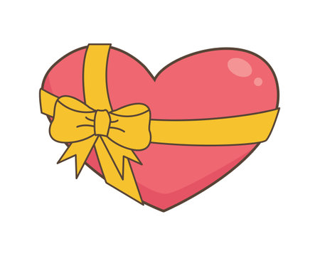 heart gift box with ribbon bow vector illustration design icon for graphic designのイラスト素材