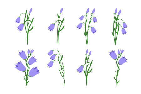 Set of bluebells. Vector illustration isolated on white background.のイラスト素材