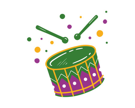 Drum and drumsticks on a white background. Vector illustration.のイラスト素材