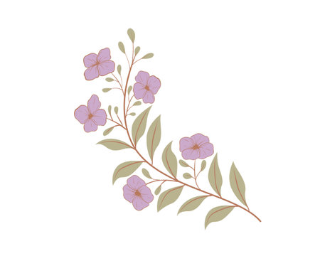 branch with flowers and leafs isolated icon vector illustration desingのイラスト素材