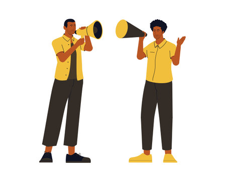 Man with megaphone design, Amplifer speaker bullhorn announce speech message communication and loud theme Vector illustrationのイラスト素材