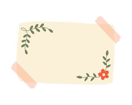 postcard with flowers and leafs isolated icon vector illustration desingのイラスト素材