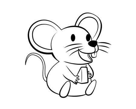 Cute cartoon mouse. Vector illustration isolated on a white background.のイラスト素材