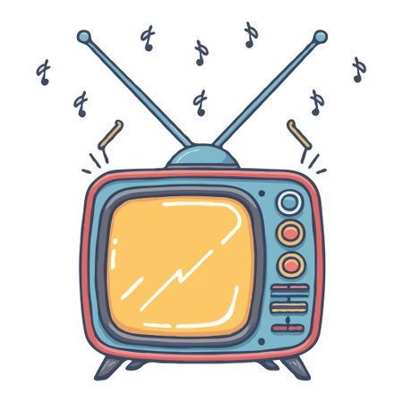 Retro TV set. Vector illustration in doodle style.のイラスト素材