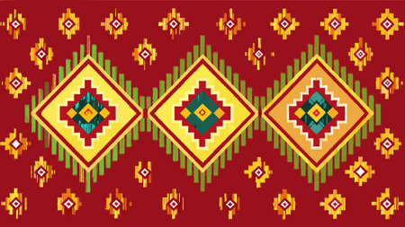 Geometric ethnic pattern traditional Design for background,carpet,wallpaper,clothing,wrapping,Batik,fabric,Vector illustration embroidery style.のイラスト素材