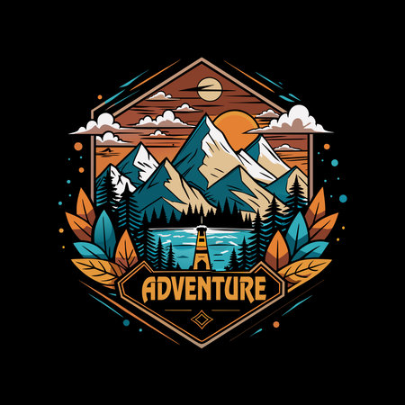 Mountain adventure t-shirt print design vector illustration.のイラスト素材