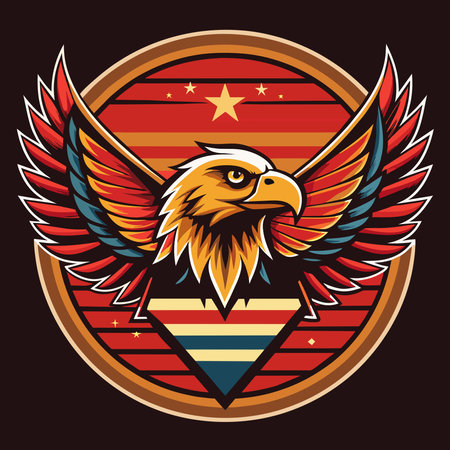 Eagle emblem. Vector illustration of american eagle with wings and stars.のイラスト素材