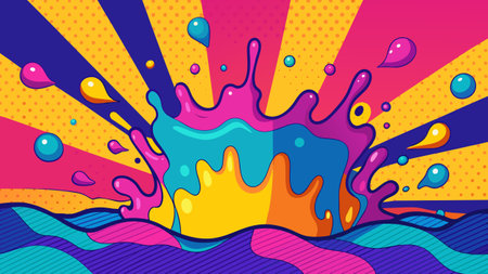 Colorful splashes of paint. Vector illustration in pop art styleのイラスト素材