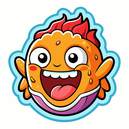 Illustration of a Smiling food Cartoon Character Mascot Iconのイラスト素材