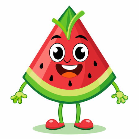 Watermelon cartoon character. Vector illustration isolated on a white background.のイラスト素材