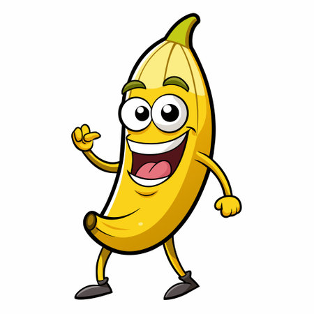 Illustration of a Banana Cartoon Character Mascot on a White Backgroundのイラスト素材
