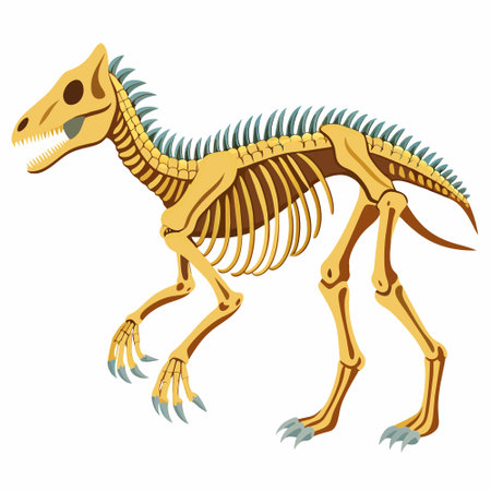 Dinosaur skeleton isolated on white background. Vector illustration.のイラスト素材