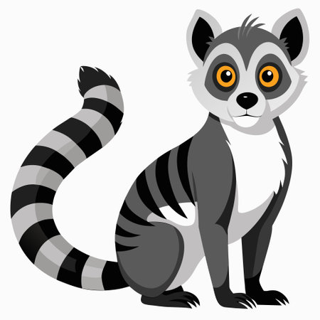 Cute lemur cartoon on a white background. Vector illustration.のイラスト素材