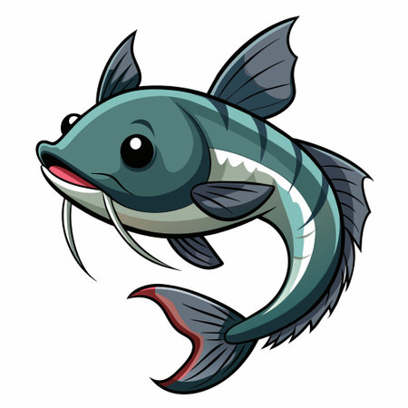 Vector Illustration of a Cute Fish on a white background.のイラスト素材