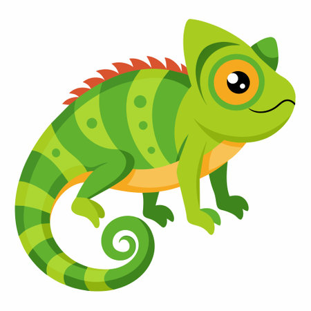Chameleon isolated on white background. Cartoon style. Vector illustration.のイラスト素材