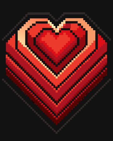 bit pixel love art. Vector illustration isolated on black background.のイラスト素材