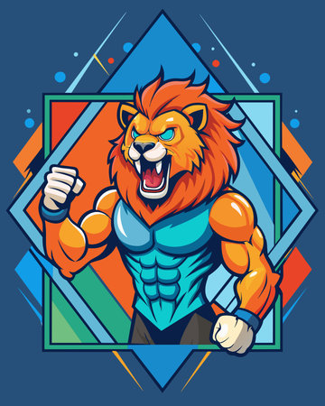 Lion superhero mascot logo. Vector illustrationのイラスト素材