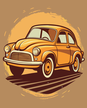 Retro car on grunge background. Vector illustration for your designのイラスト素材