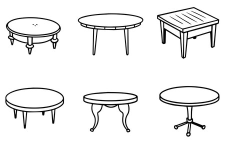 Set of furniture icons. Vector illustration of a table and chair.のイラスト素材