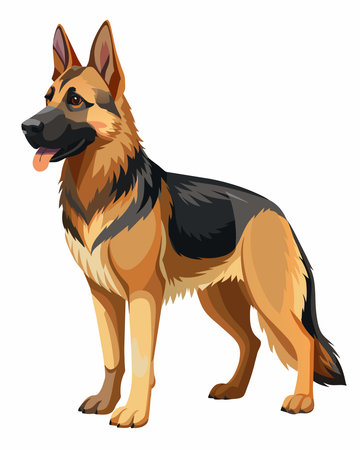 German shepherd dog isolated on a white background. Vector illustration in cartoon style.のイラスト素材