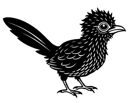 Vector image of a bird on a white background. Black and white.のイラスト素材