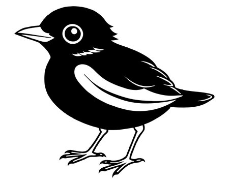Black and white vector illustration of a bird isolated on a white backgroundのイラスト素材