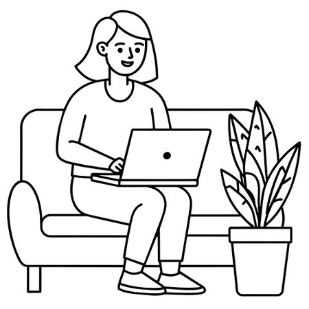 Woman with laptop design, Girl female person people human and social media theme Vector illustrationのイラスト素材