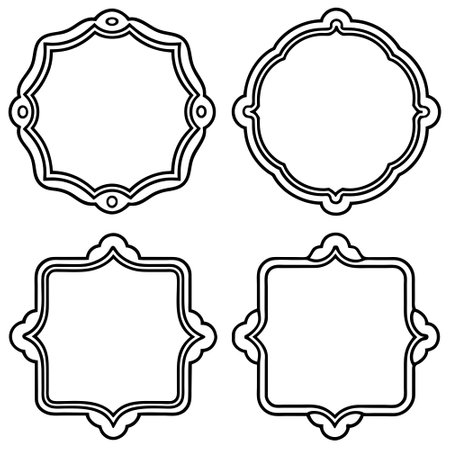 Set of decorative frames. Vector illustration isolated on a white background.のイラスト素材