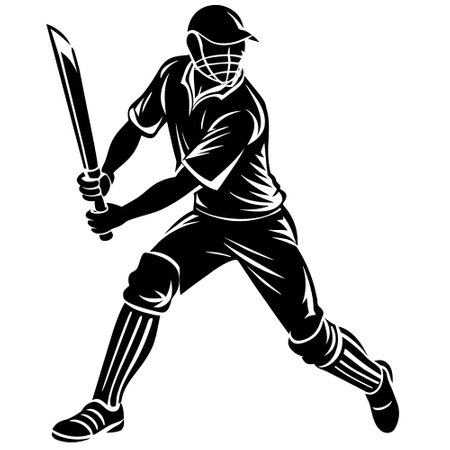 Cricket player with bat. Vector illustration ready for vinyl cutting.のイラスト素材