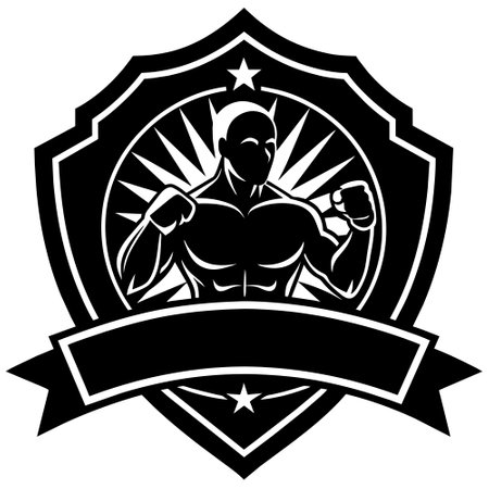 Bodybuilder.Vector illustration ready for vinyl cutting.Isolated white background.のイラスト素材