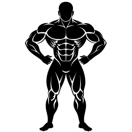Bodybuilder with full length body. Muscular man. Vector illustration.のイラスト素材