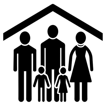 Family in the house icon. Simple illustration of family in the house icon for web designのイラスト素材