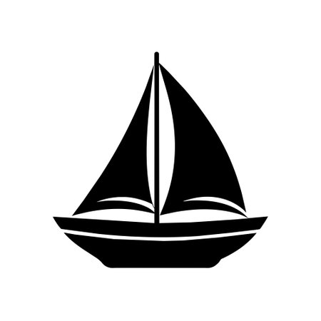 Sailboat black icon, concept illustration, vector flat symbol, glyph sign.のイラスト素材