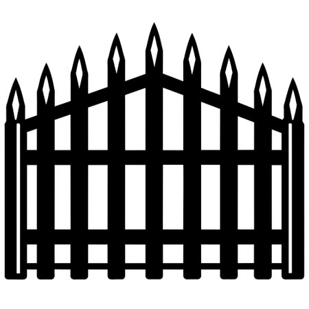Black silhouette of a fence on a white background.  illustration.のイラスト素材