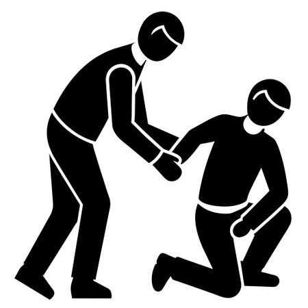 Vector illustration of a person who is helping his friend to climb.のイラスト素材