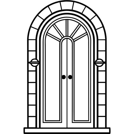 Illustration of a door on a white background, vector illustration.のイラスト素材
