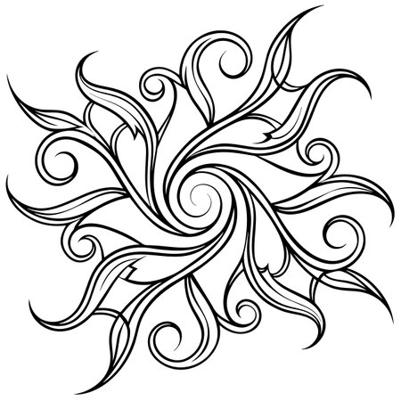 Abstract black and white floral ornament. Vector illustration for your design.のイラスト素材
